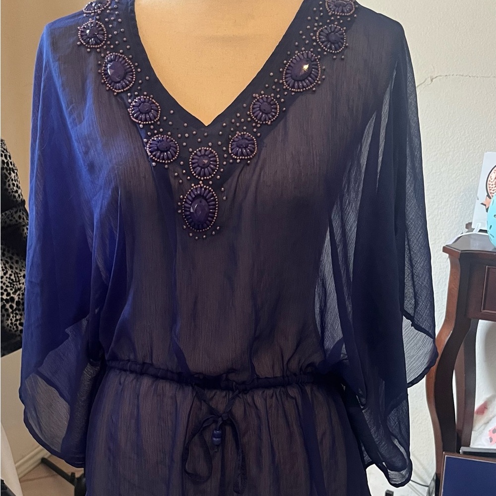 transparent blouse with beautiful and shiny stone borders used once